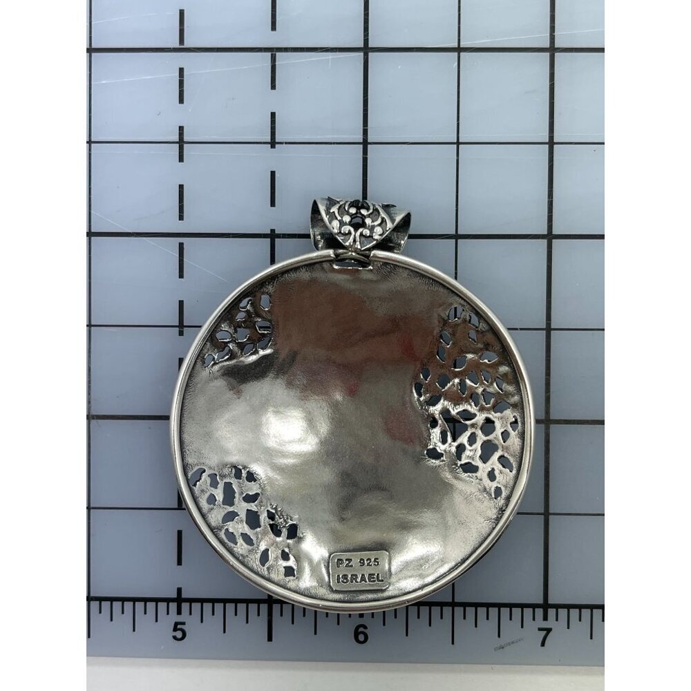 Paz Creations Israel 925 Sterling Silver Round Pendant Filigree Hammered Design - Picture 3 of 7